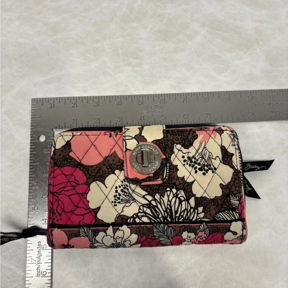 Vera Bradley Quilted Floral Zip Wallet in Pink, Cream & Brown - Picture 7 of 7
